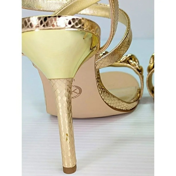 Michael Kors Asha Embellished Snake Embossed Leather Sandal Size 9.5 (MSRP $225) - Picture 10 of 12